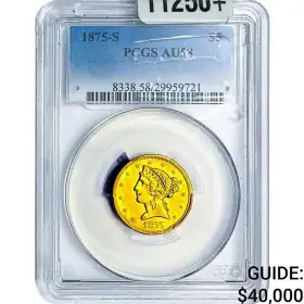 1875-S $5 Liberty gold half eagle graded PCGS AU58, obverse